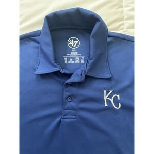 Kansas City Royals 47 Brand Polo Shirt Mens Medium Blue KC MLB (188)